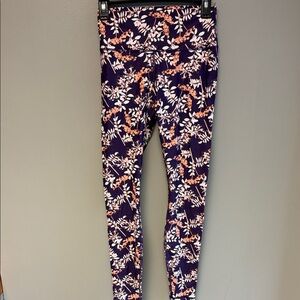 Fabletics Floral Leggings Size S Purple High Rise Athletic NWT